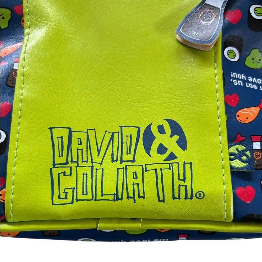 Vintage Y2K David & Goliath Kawaii Sushi Print Travel Makeup Bag Blue Green NWT